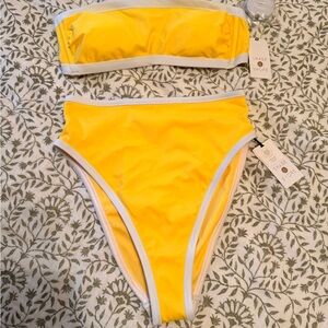 Shade & Shore Bright Yellow Bikini with White Accents
